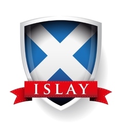 Flag Of Scotland With Islay Sign On Ribbon