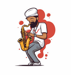 Jazz Musician Playing The Saxophone In Cartoon