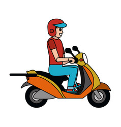 Man Driving Motorcycle Cartoon