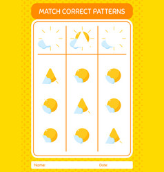 Match Pattern Game With Sun Worksheet