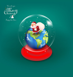 Santa Stand On The Earth Inside The Crystal Ball