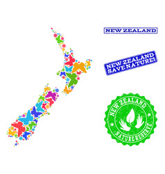 Save Nature Collage Map New Zealand