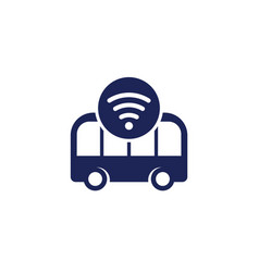 Autonomous Shuttle Bus Icon On White