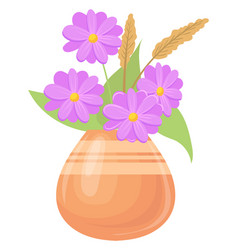 Cartoon Flower Vase Icon Purple Blossom