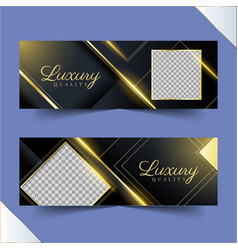 Gradient Golden Luxury Banners Set With Photo