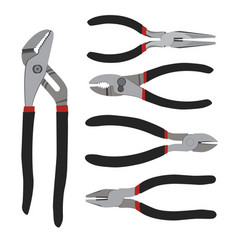 Various Pliers Nippers Set Isolated On White