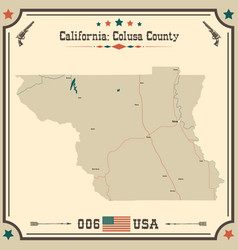 Vintage Map Of Colusa County In California Usa