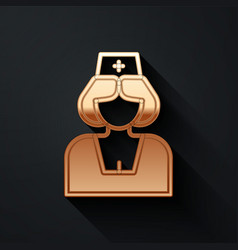 Gold Nurse Icon Isolated On Black Background