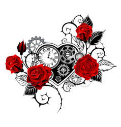 Mechanical Heart With Red Roses