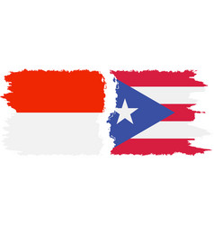 Puerto Rico And Indonesia Grunge Flags Connection