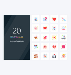 20 Love Flat Color Icon For Presentation