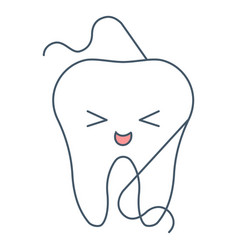 Cute Smiling Simple Tooth With Dental Floss