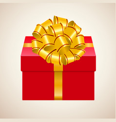 Gift Box Closed Red Present With Gold Bow