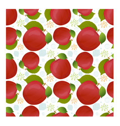 Pattern Of A Ripe Apple With Green Leaves And Tree