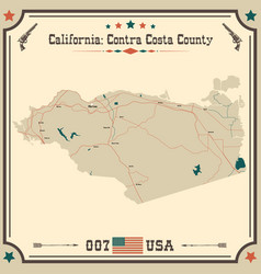 Vintage Map Of Contra Costa County In California