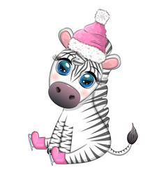 Cute Zebra In A Hat And Scarf Winter Wildlife