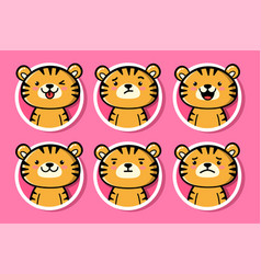 Tiger Head Set Cute Baby Character