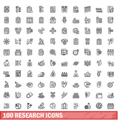 100 Research Icons Set Outline Style