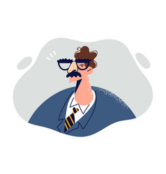 Funny Mustachioed Business Man In Glasses Dressed