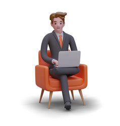 Man In Business Suit Is Sitting Chair With His