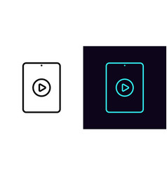 Outline Multimedia Tablet Icon With Editable