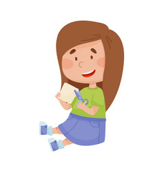 Little Girl Holding Scissors Doing Paper Craft