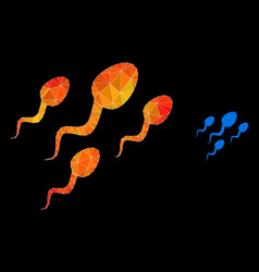 Polygonal Sperm Cells Icon With Fire