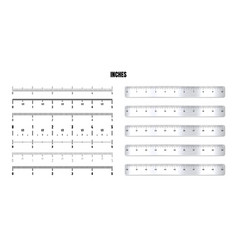 Realistic Metal Rulers With Black Inch Scale