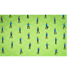 Walking People Isometric Green Background