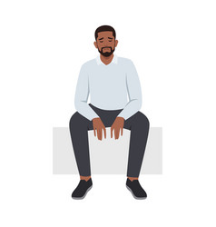 Young Lonely Black Man Sitting On A Bench