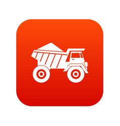 Dump Truck With Sand Icon Digital Red