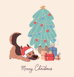 Funny Dog German Shepherd On Christmas Card