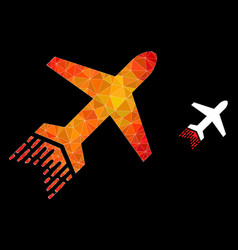 Lowpoly Jet Liner Icon With Flame Gradient