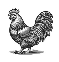 Rooster Engraving Sketch