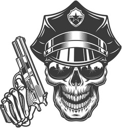 Skull In Police Hat And Sunglasses