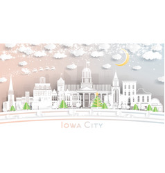 Iowa City Skyline In Paper Cut Style