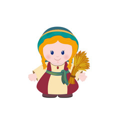 Ruth With Sheaf Of Wheat On White Background