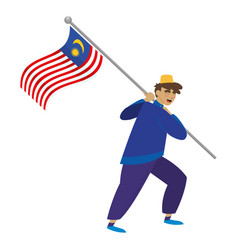 Malaysian Boy Holding Flag