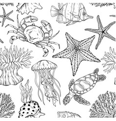 Seamless Outline Underwater Pattern