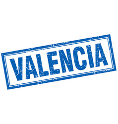 Valencia Blue Square Grunge Stamp On White