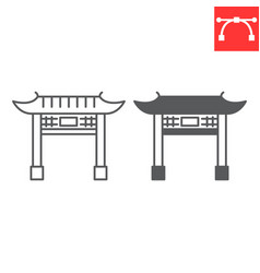 Chinese Gate Line And Glyph Icon