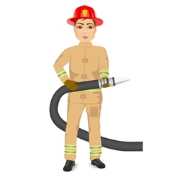 Happy Fireman Holding Hose