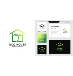 House Logo With Leaf Style And Business Card