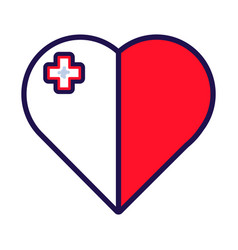 Malta Flag Festive Patriot Heart Outline Icon