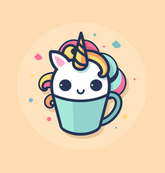 Cute Cartoon Unicorn Horse Coffee Cup Logo