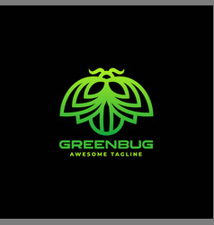 Logo Green Bug Gradient Line Art Style