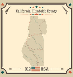 Vintage Map Of Humboldt County In California Usa