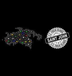 Bright Mesh Wire Frame Saint John Island Map