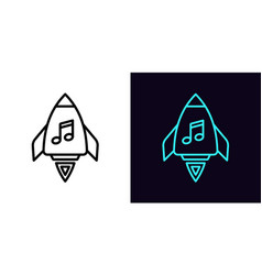 Outline Musical Rocket Icon With Editable Stroke