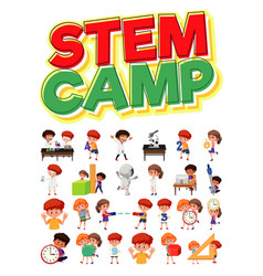 Stem Camp Logo And Set Children With Education